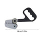 Handheld metal sheet cutter tool, black handle with oval grip and silver cutting head
