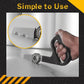 Handheld metal sheet cutter tool held in hand over a metal sheet
