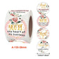 Floral thank-you round sticker roll with 4 labels; 3.8cm size; rose and 'thank you' text