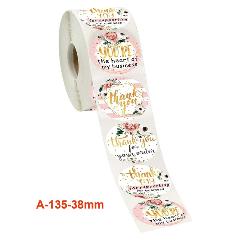 Floral thank-you round sticker roll with 'thank you for your order' designs and roses