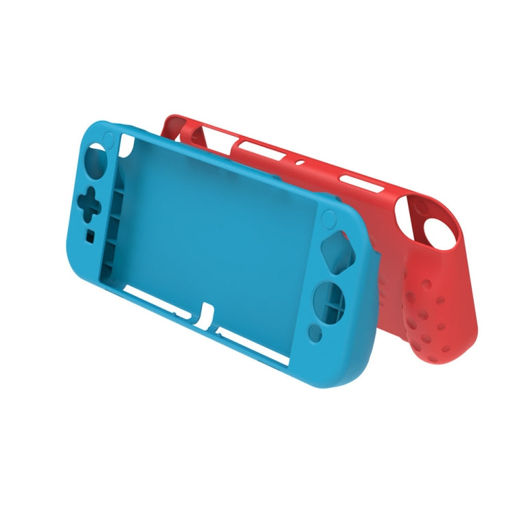 Blue and red soft back shell case for Nintendo Switch OLED with port cutouts
