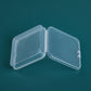 Two-panel square clear plastic storage box with hinged snap lid