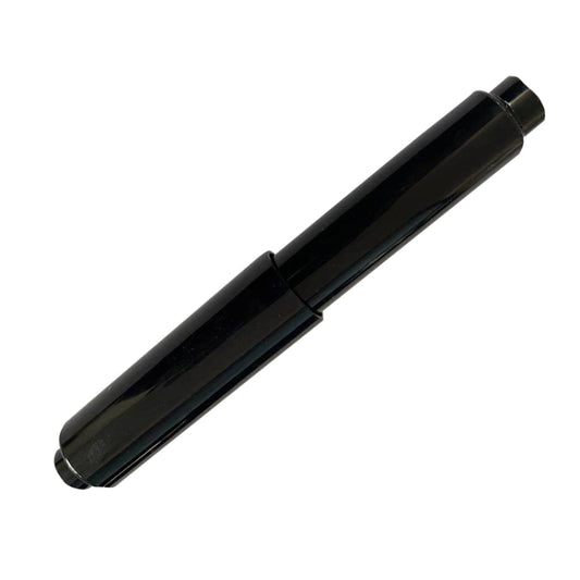 Retractable roll shaft in dark black finish with rounded end cap