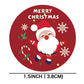Single red round Christmas sticker with Santa, snowflakes, “Merry Christmas” text