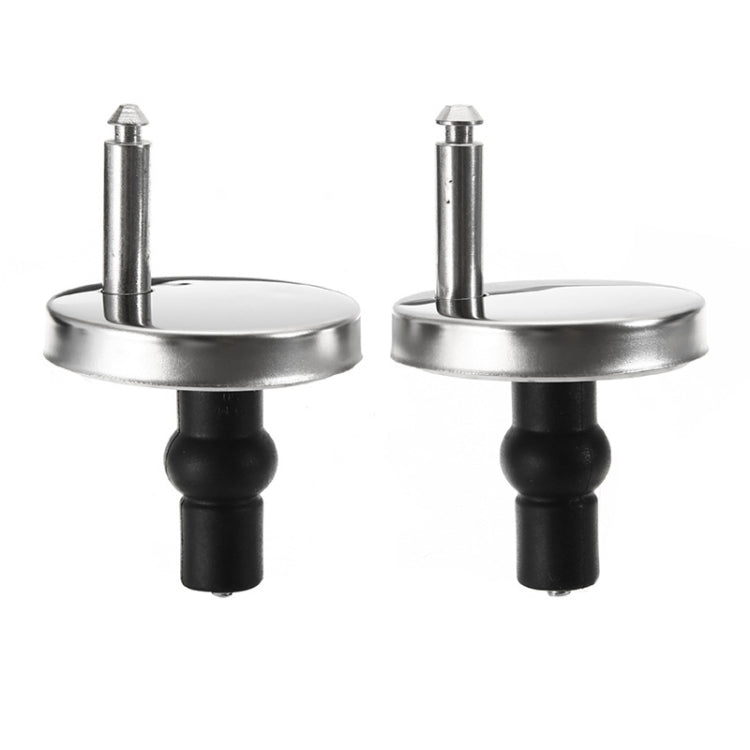 Toilet seat hinge installation screws with chrome caps and black rubber grommets