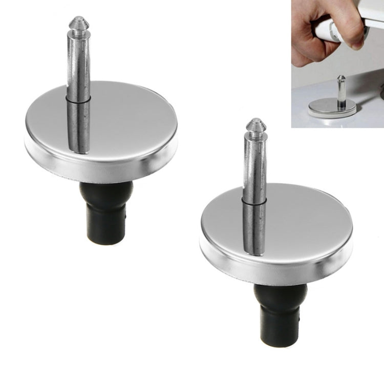 Toilet seat hinge installation nut pair with chrome bases and black rubber stems