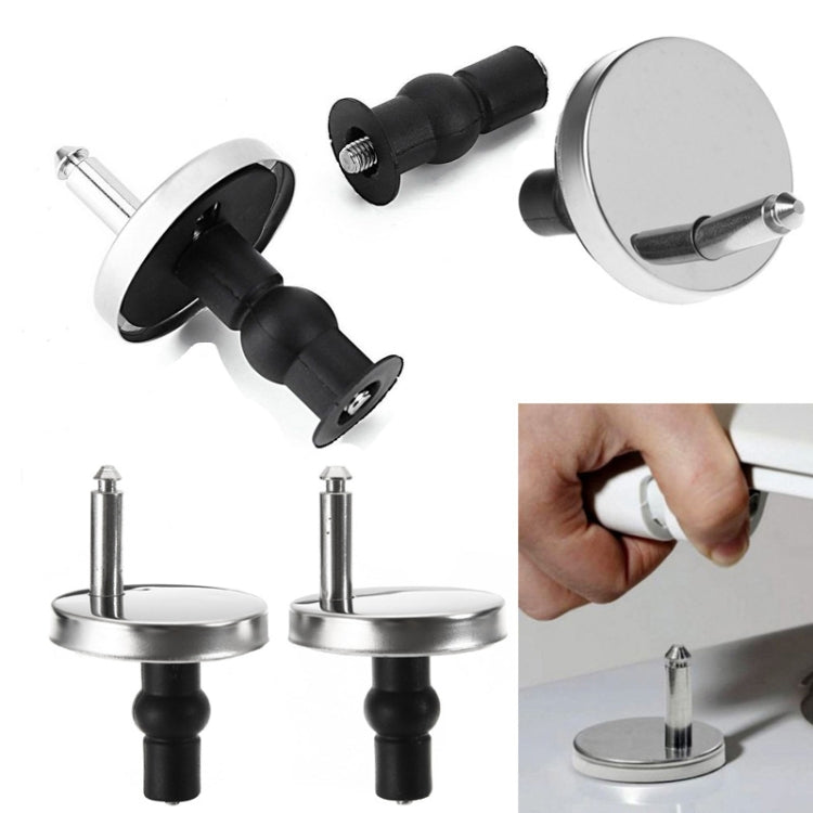 Toilet seat hinge installation set: chrome bases with black stems and screwdriver bit