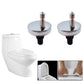 Toilet seat hinge installation hardware shown next to toilet base