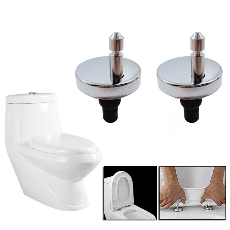 Toilet seat hinge installation hardware shown next to toilet base
