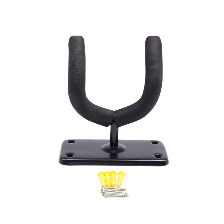 U-shaped sponge guitar wall hook on black metal base with mounting holes