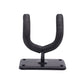 Black sponge U-shaped guitar wall hook on metal base, front view