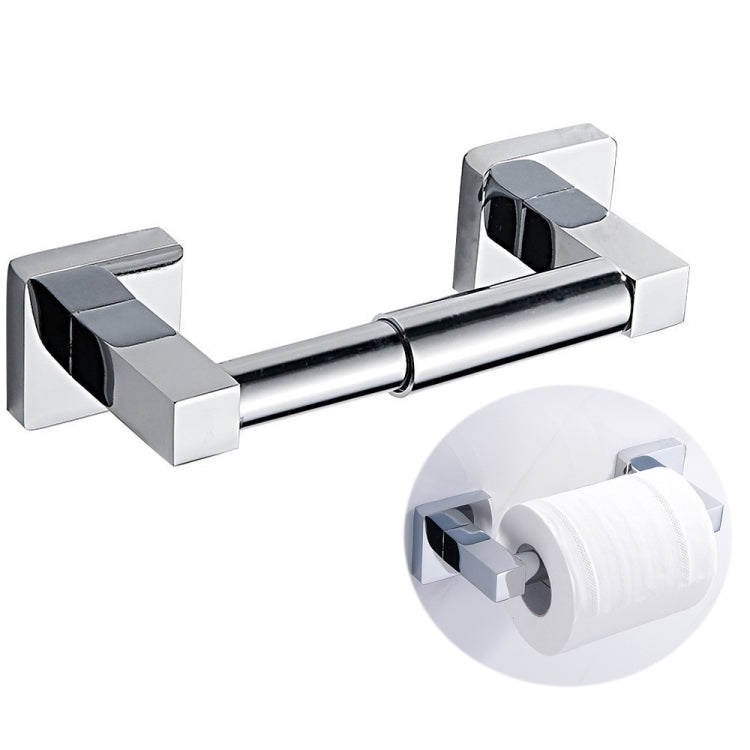 Retractable toilet paper holder, square wall mount with chrome bar and end caps