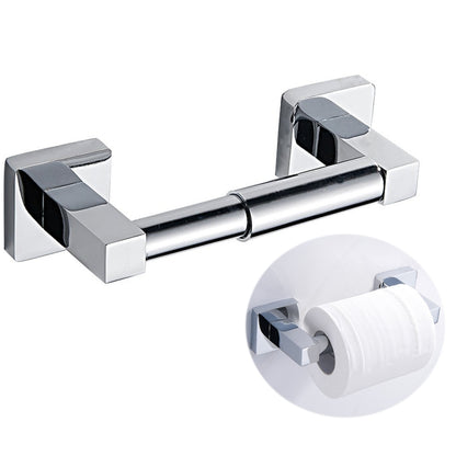 Retractable toilet paper holder, square wall mount with chrome bar and end caps