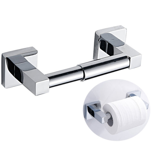 Retractable toilet paper holder, square wall mount with chrome bar and end caps