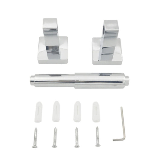 Retractable toilet paper holder parts kit: square mounts, chrome rod, screws and tool