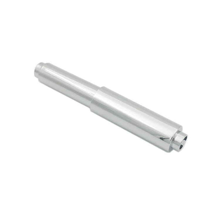 Chrome retractable toilet paper holder roller arm, cylindrical sleeve with end tip