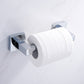 Retractable toilet paper holder on square mount with roll, chrome finish
