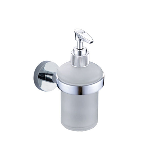 Stainless steel soap dispenser with round pump head and wall-mount bracket