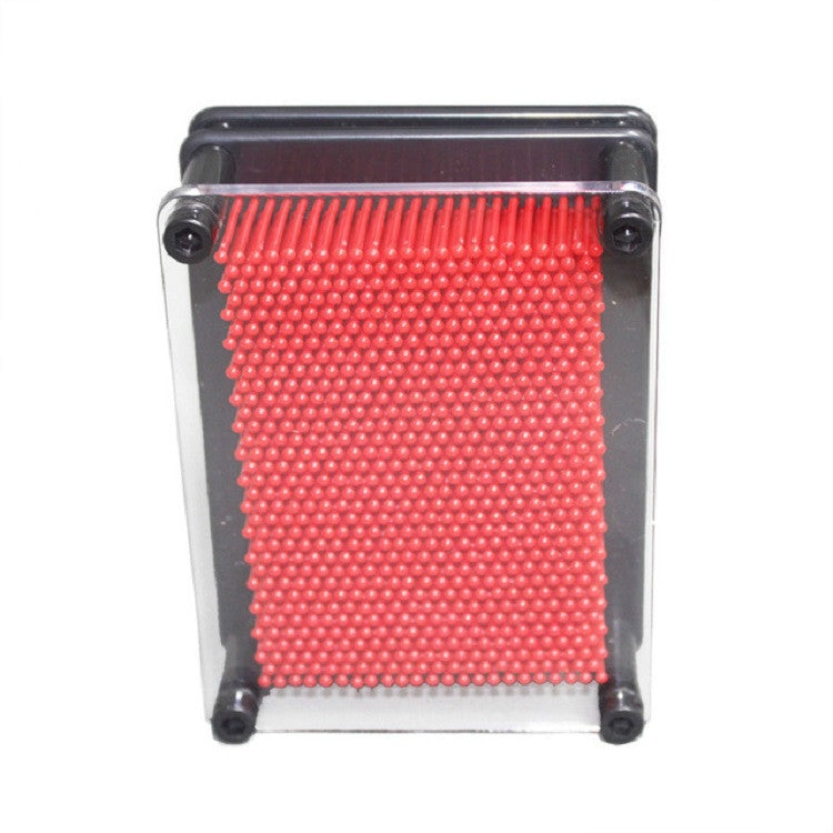 Red bead needle carving hand mold in clear square frame with black corner caps