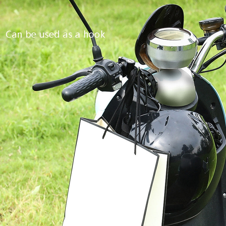 Helmet anti-theft lock used as a hook on scooter handlebar, black and silver