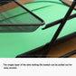 Close-up of pull-out wire file tray with metal support arms and mesh surface