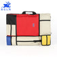 Large portable sketchpad drawing bag in red, cream, black, and blue with carry handle.
