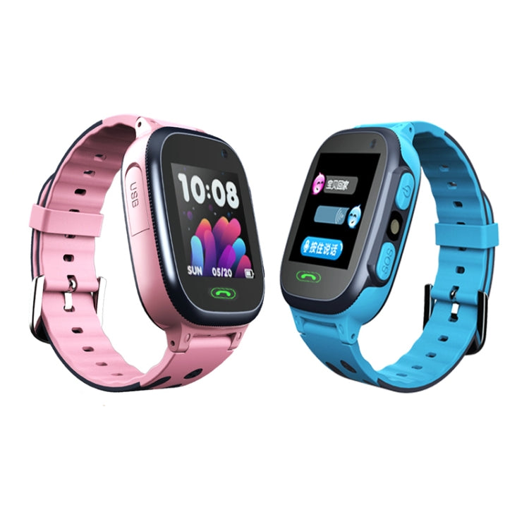 Kids smart watch phone pair in pink and blue with cartoon displays and silicone straps