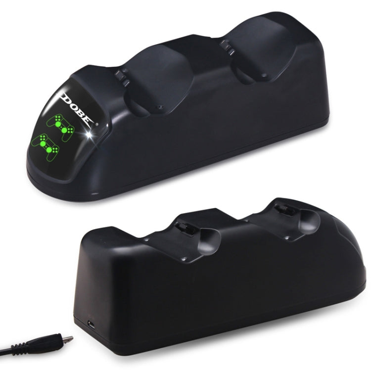 Black PS4 controller LED charger base with green gamepad icons on side panels