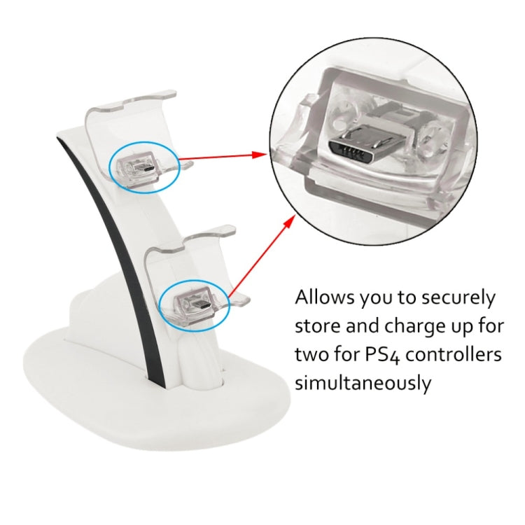 Controller charging stand showing two micro-USB connectors and secure docking slots