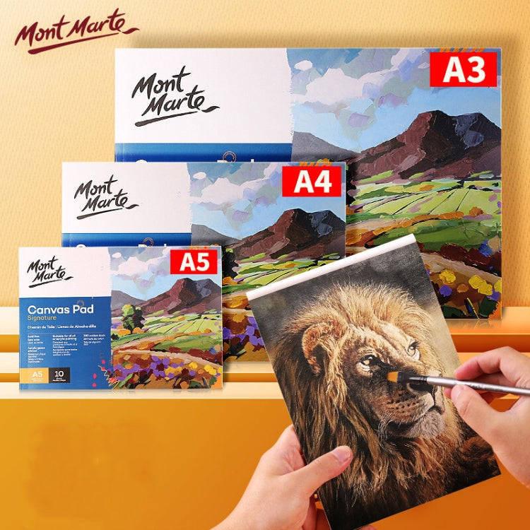 Oil acrylic canvas pad set with A3, A4, and A5 pads, illustrated cover art