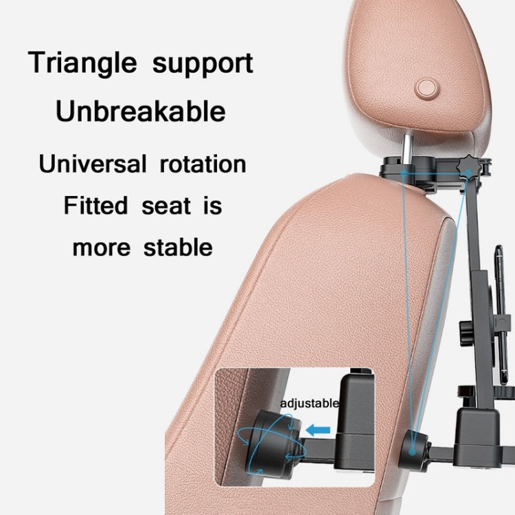 Car seat side-mounted rotating table board with adjustable arm, black