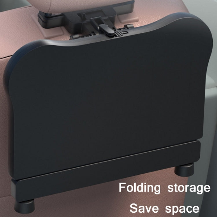 Car seat tray table with folding storage section, black