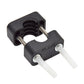Board wall shelf clamp with black bracket, two white grips, and screw hardware