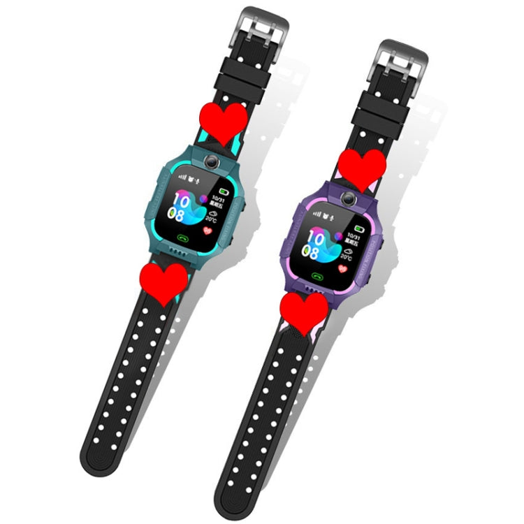 Teal and purple kids smart watches with silicone straps, shown from side