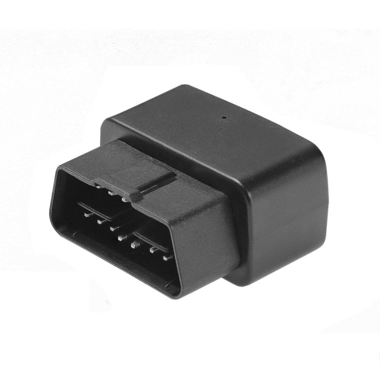 Compact black OBD GPS tracker with exposed multi-pin OBD connector