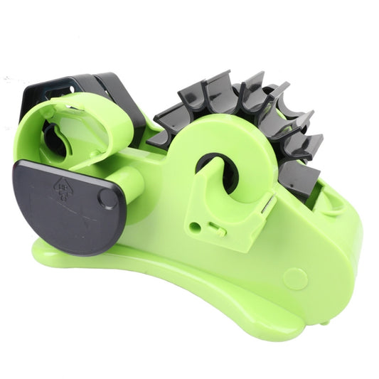Automatic tape cutter with multiple roller holders, lime green body and black base