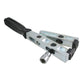 Cage clamp pliers with open steel jaw and black handle, viewed from side