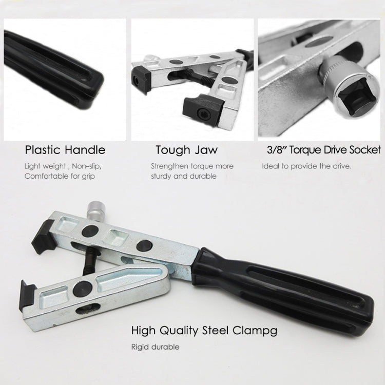 Cage clamp pliers set with plastic handle, steel clamp, and 3/8 torque socket
