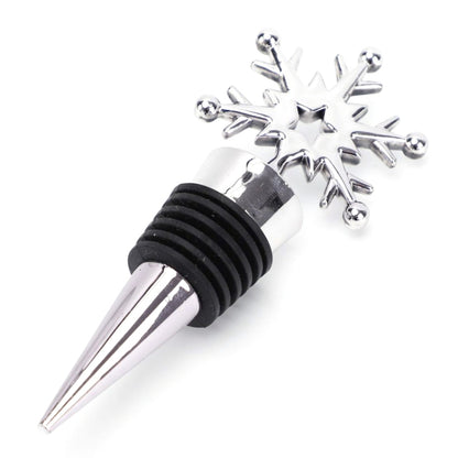 Snowflake champagne stopper with chrome cap and black rubber sealing ring