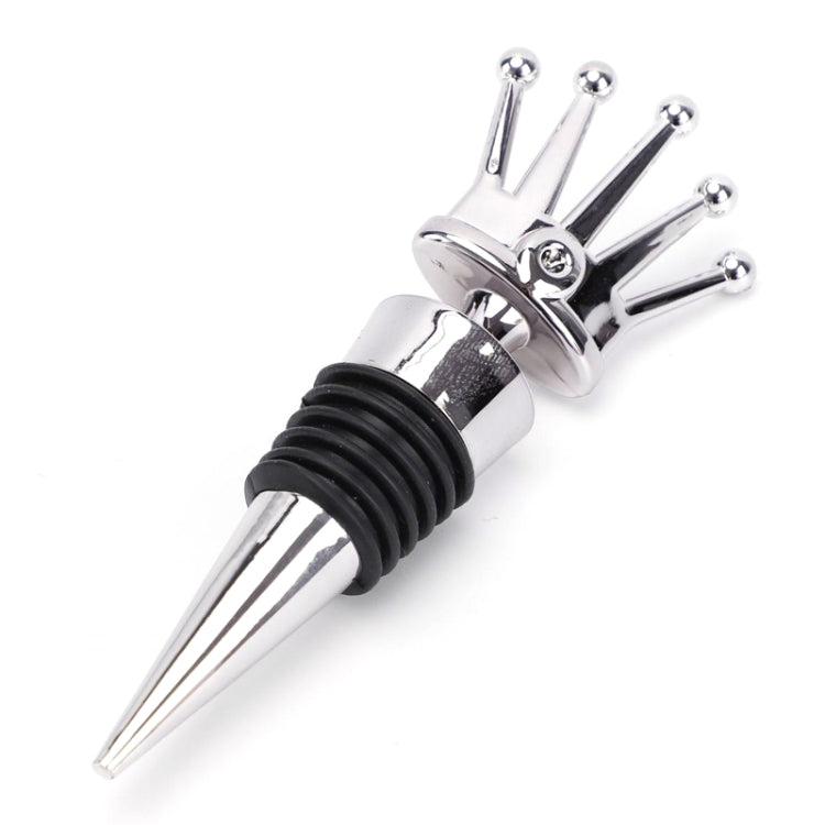 Crown champagne stopper with chrome crown top and black rubber sealing ring