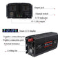 Car power inverter rear connectors with LCD indicator and 5V USB output, black housing