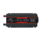Car power inverter with LCD display, black/red housing, 2600W rating, dual red DC ports
