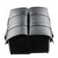 Pair of black leather motorcycle side box bags with open curved openings