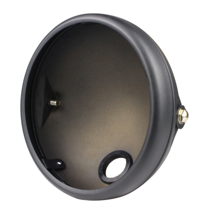7-inch motorcycle headlight rear shell housing, dark metal with side mounting tabs