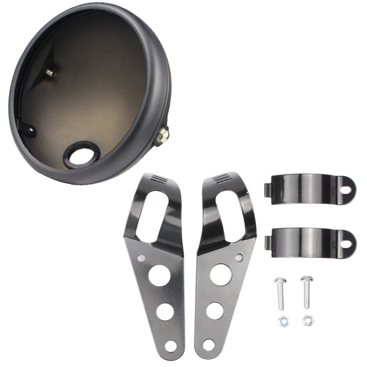 Motorcycle headlight rear shell with brackets and stainless clamps for 7-inch lamps
