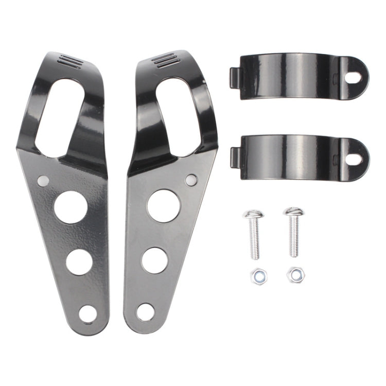 Motorcycle headlight mounting brackets and metal clamps with screws