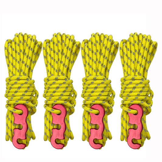 Wind rope set with yellow cord and red buckle loops