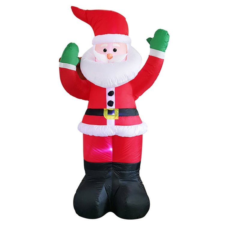 Inflatable Santa Claus with LED lights, red suit, holding gift boxes