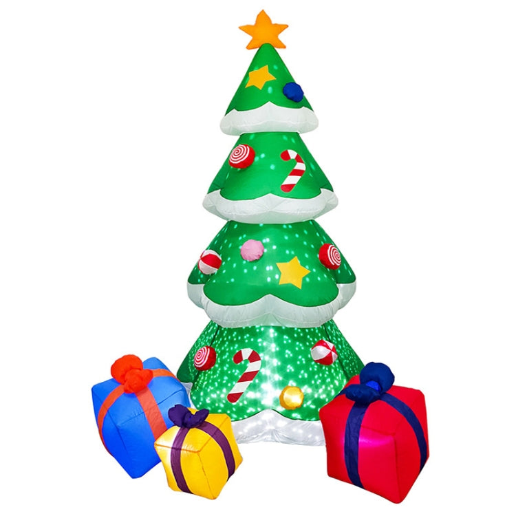 Inflatable Christmas tree with LED lights, green tiers with wrapped gift presents