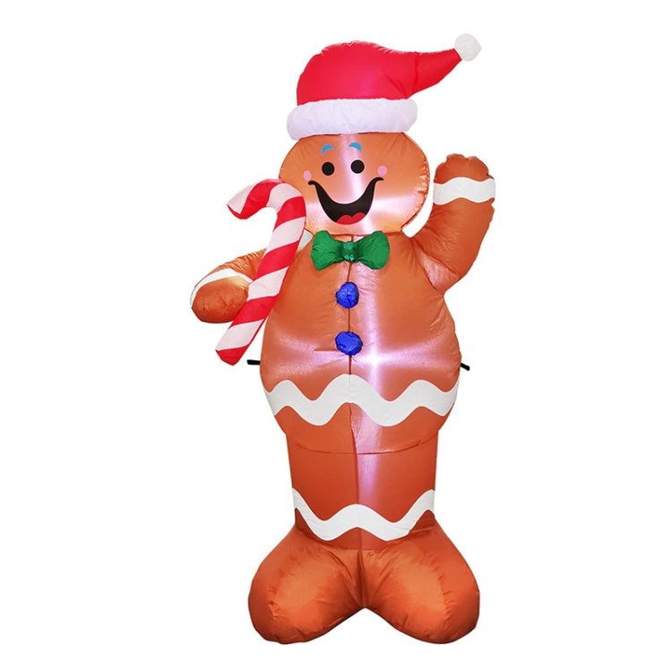 Inflatable Santa Claus LED yard decoration with red hat and striped suit